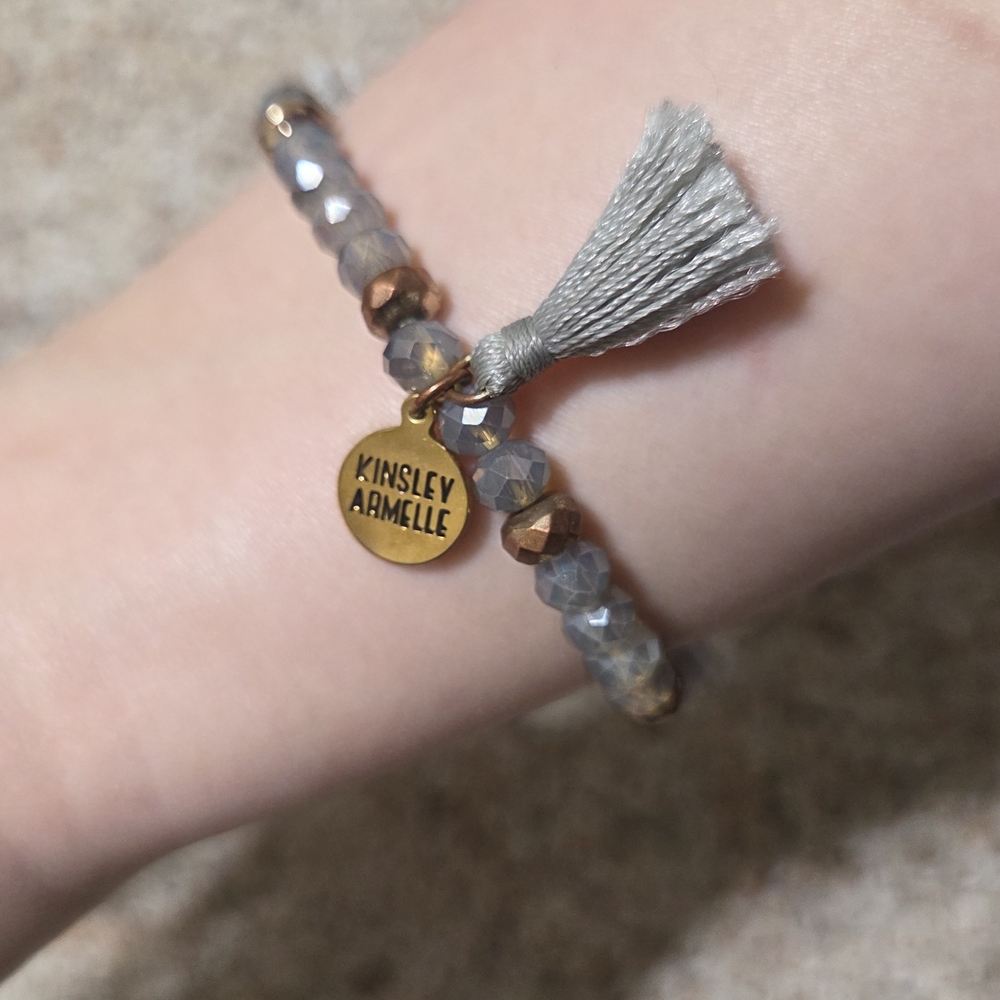 Kinsley Armelle Gray and Gold Beaded Bracelet - Picture 5 of 6